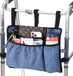 Walker Bag with Cup Holder, Premium Walker Basket for Folding Walker, Foldable Walker Storage Bags for Seniors with Big Capacity & Water Resistant, Blue