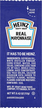 Heinz Mayonnaise Single Serve Packages, 0.42 Oz, Pack of 200