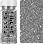 Silver Sprinkles, Silver Sanding Sugar Crystals, 4.6 oz Edible Sparkling Sugar for Baking Topping, Cupcakes, Cookies, Ice Cream & Cake Decorating, Wedding Party Christmas Supplies
