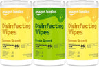 Amazon Basics Disinfecting Wipes, Lemon & Fresh Scent, Sanitizes, Cleans, Disinfects & Deodorizes, 255 Count (3 Packs of 85), Packaging May Vary