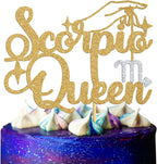 Scorpio Queen Cake Topper,Scorpio Season/12 Zodiac Constellation Theme Cake Decor, Big Scorpio Energy Birthday Party Decoration Supplies for Women, Gold Glitter