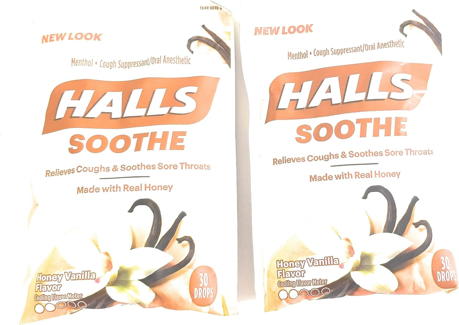 Halls Soar Throats Cough, Honey Vanilla, 30 Drops (Pack of 2)