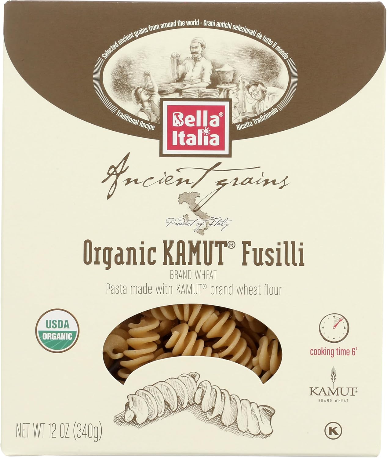 BELLA ITALIA Organic Kamut Fusilli, 12 OZ