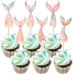 Gyufise 36Pcs Mermaid Tail Cupcake Toppers Mini Under the Sea Mermaid Tail Figures Cupcake Pick Decorations for Party Decoration Baby Shower Supplies