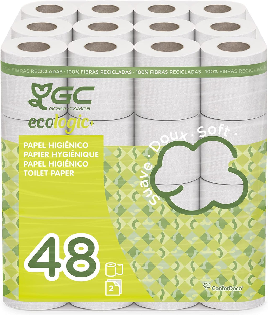 Gcecologic+ Recycled Cellulose Toilet Paper - 48 Rolls of 14 m. c/u - 670 m Total of Bath Paper