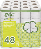 Gcecologic+ Recycled Cellulose Toilet Paper - 48 Rolls of 14 m. c/u - 670 m Total of Bath Paper