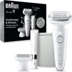 Braun Silk-épil 9 Epilator, Pivoting Head, Wet and Dry, Includes Body Trimmer, Shaver Head and Trimmer Comb, SES9-441
