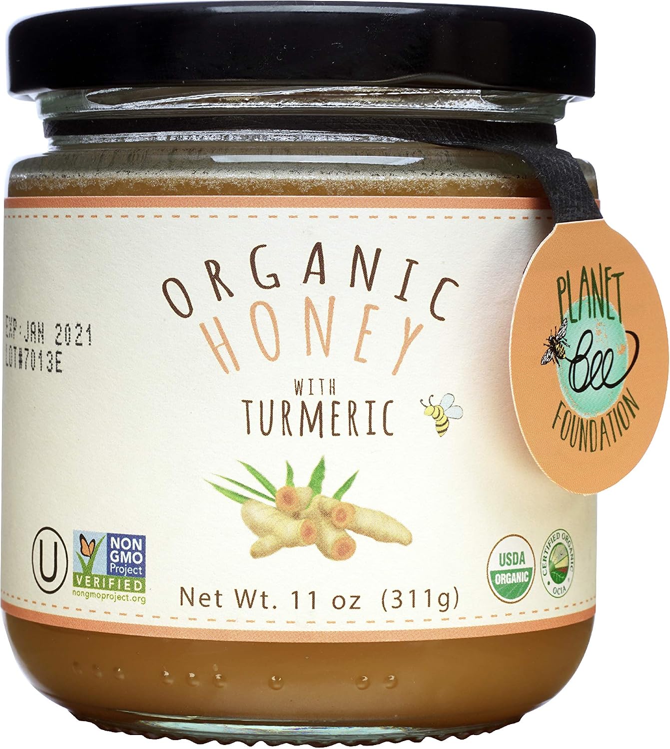 GREENBOW Organic Honey with Turmeric - 100% USDA Certified Organic, Non-GMO, Gluten Free, Certified GMP, Whole Food – 11oz (311g)