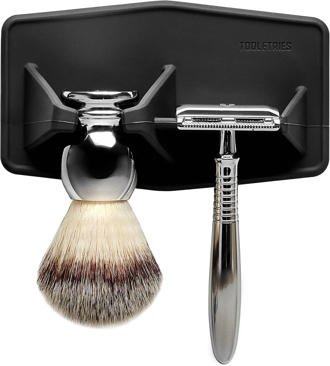 TOOLETRIES The Maverick Silicone Razor & Brush Holder Holder - The Best Safety Razor Stand. This Will Prolong The Life of Your Shaving Brush - Charcoal