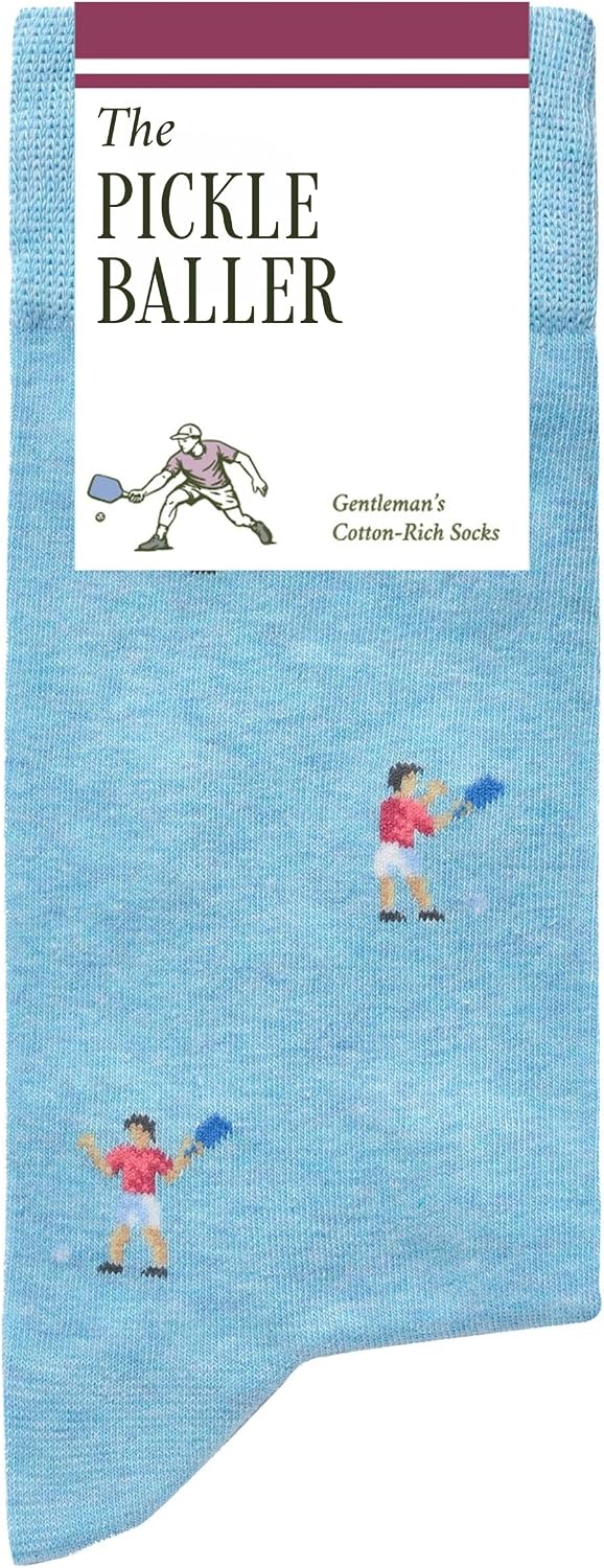 The Pickle Baller Socks – Funny Pickleball Socks for Men – Funny Pickle Ball Gift – 1 x Pair, Size 8–13, Blue – Fun Gift Ideas for Pickleball Lovers & Players