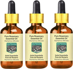Pure Rosemary Essential Oil (Rosmarinus officinalis) with Glass Dropper Steam Distilled (Pack of Three) 100ml X 3 (10 oz)
