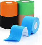 5 Rolls Kinesiology Tape 1.5inch x 16.4feet Waterproof Athletic Tape 5 Colors Uncut Kinetic Tape, Breathable Cotton Elastic Muscle Tape for Knee Wrists Ankle Sports