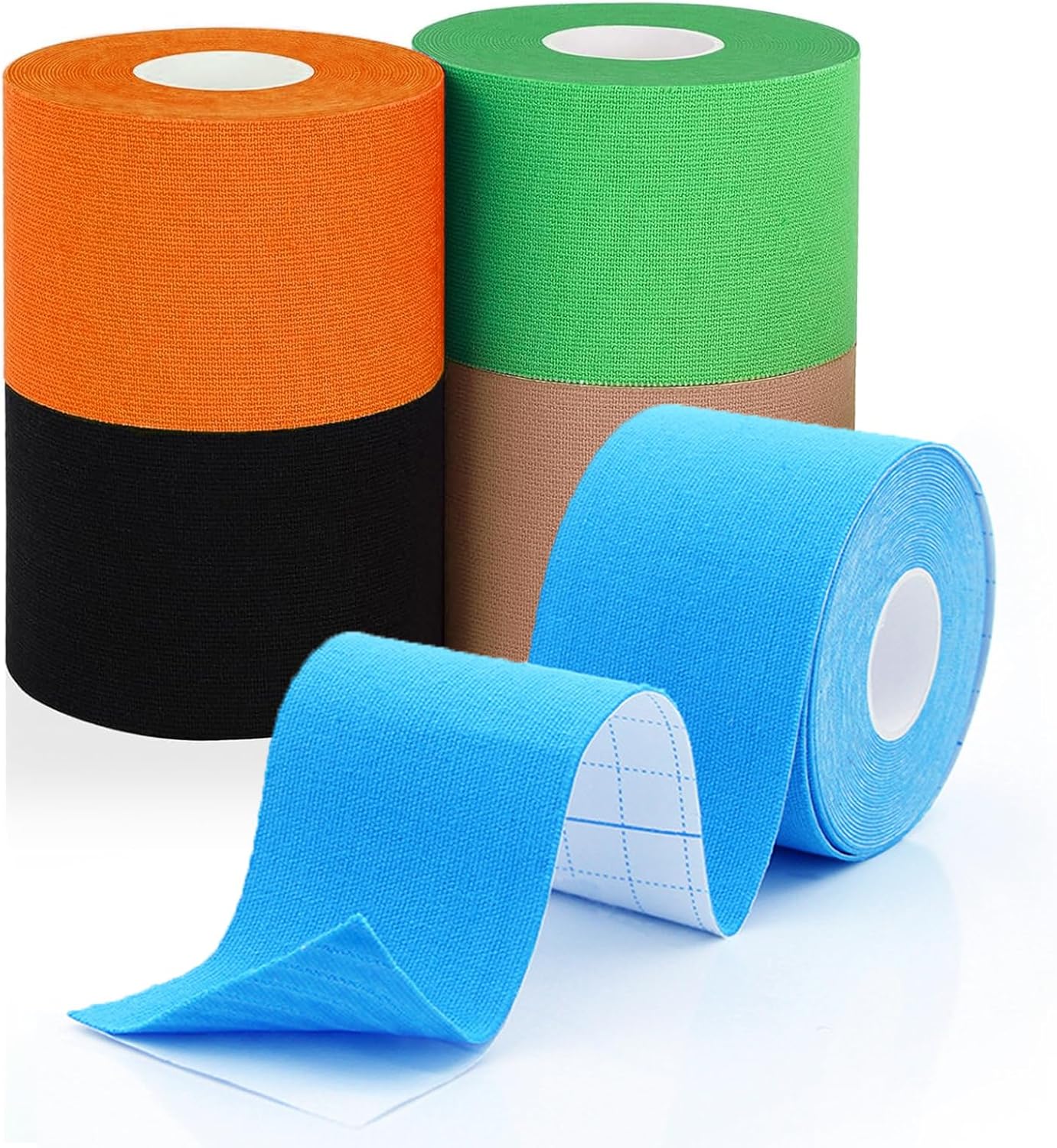 5 Rolls Kinesiology Tape 1.5inch x 16.4feet Waterproof Athletic Tape 5 Colors Uncut Kinetic Tape, Breathable Cotton Elastic Muscle Tape for Knee Wrists Ankle Sports