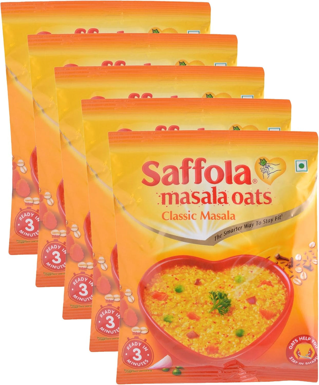 Saffola Oats Saffola Masala Oats - Classic Masala- 39 Grams - (1.37 Oz) Vegetarian Oatmeal India - Pack Of 5