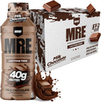 REDCON1 MRE Ready to Drink Protein Shake, Milk Chocolate - Lactose Free RTD 40gr Protein Made with Real Whole Food Protein Blends - Easy to Digest Nutritional Shake (12 Pack)