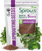 Nature Jim's Organic Broccoli Sprouting Seeds – Non-GMO, Rich in Sulforaphane, Fast-Growing Microgreen Seeds for Indoor/Outdoor Planting– Ideal Organic Sprouting Seed for Nutritious Gardening - 8oz