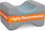 BlissTrends Memory Foam Knee Pillow, Knee Pillow for Side Sleepers, Leg Pillows for Sleeping Blood Circulation, Elevation Pillow for Spine Aligning, Sciatica, Back, Hip, Knee, Ankle Pain, Grey