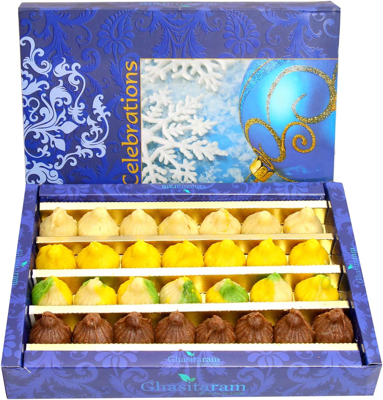 Ghasitaram Gifts Indian Sweets - Sweets Ganesha Chaturthi Gifts Modaks Sugarfree Kaju Mawa Mix Modaks 800 GMS