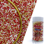 Edible Red & White & Super Gold Pearl Sugar Sprinkles Candy 2mm Mini Pearls Cake Decorations Cupcake Toppers Cookie Decorating Perfect for Wedding Party Valentine Halloween Christmas Supplies 3OZ