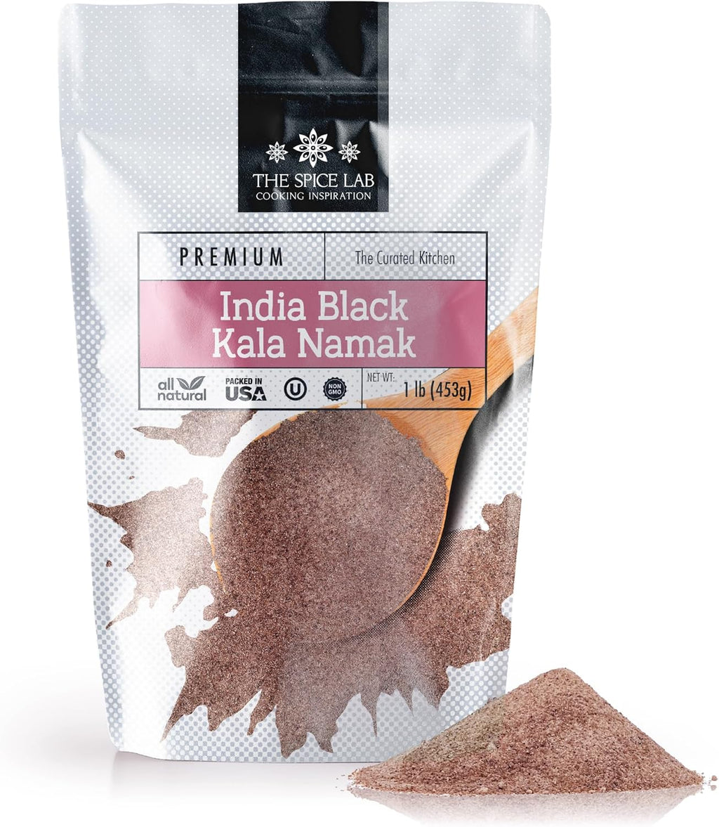The Spice Lab Kala Namak Black Salt - Indian Himalayan Black Salt - 1 Pound - Vegan Kala Namak Salt - Natural Gluten Free - Vegan Tofu Scramble Seasoning Natural Egg Taste