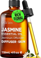 100% Pure Jasmine Essential Oil - 4 Fl Oz - Jasmine Oil for Hair, Skin, Diffuser, Aromatherapy & DIY Candle Making Scent