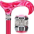 Royal RC Canes Stylish Walking Sticks – Rhinestone Collar Designer Adjustable Canes Colorful – Best Gift for Men and Women Light Weight Aluminum Shaft & Safe to Walk