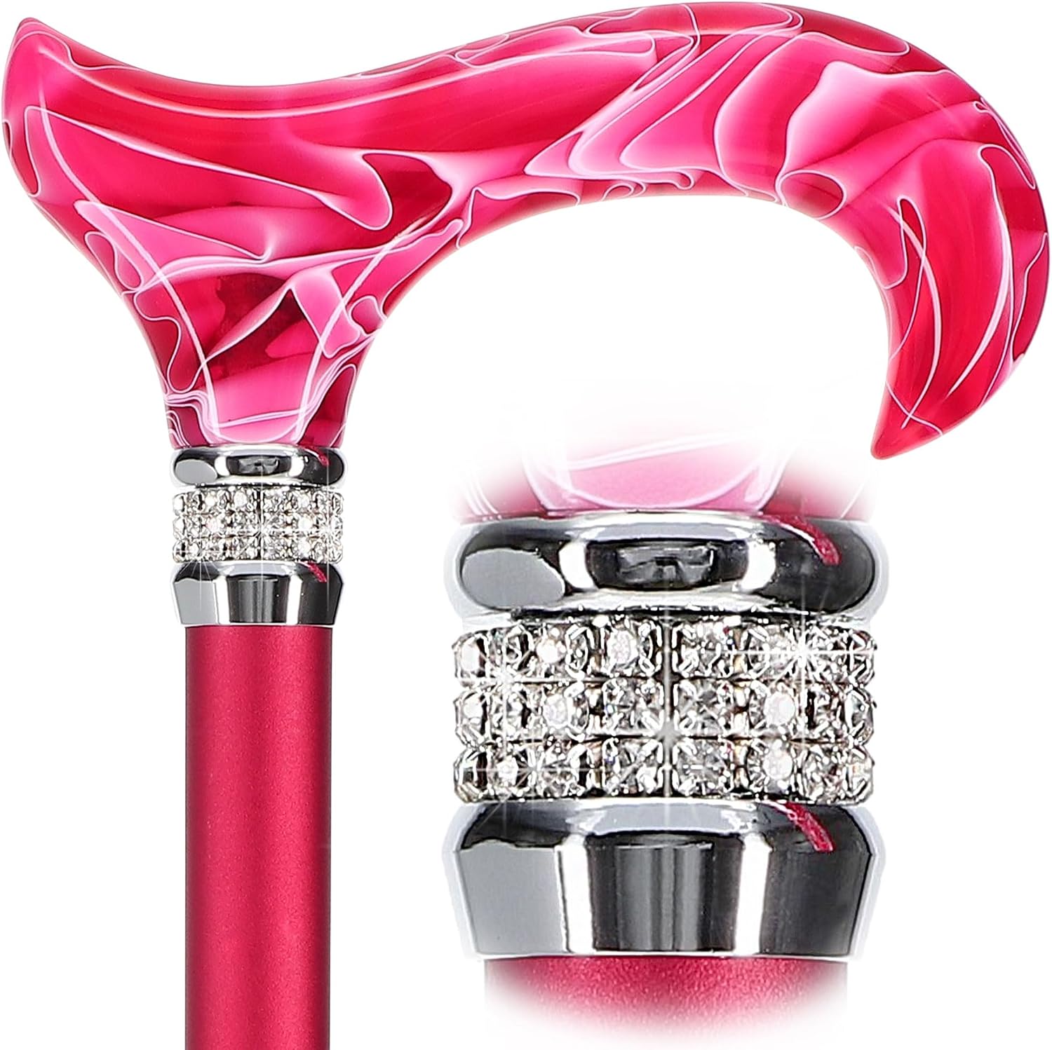 Royal RC Canes Stylish Walking Sticks – Rhinestone Collar Designer Adjustable Canes Colorful – Best Gift for Men and Women Light Weight Aluminum Shaft & Safe to Walk