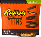 REESE'S THiNS Dark Chocolate Peanut Butter Cups, Candy Share Pack, 7.37 oz