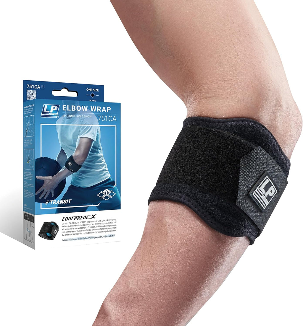 LP SUPPORT 751CA Elbow Brace Strap- Golf and Tennis Elbow Brace for Men & Women - Wrap Band for Workout, Weightlifting and Golf, for Tendon Pain Relief and Sports Injury Recovery (1-Pack)