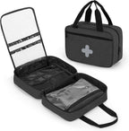 CURMIO Small First Aid Bag, Empty Emergency Trauma Kit Organizer Bag for Hiking, Camping, Car, Travel, Home and Outdoor, Black, BAG ONLY, Patent Pending
