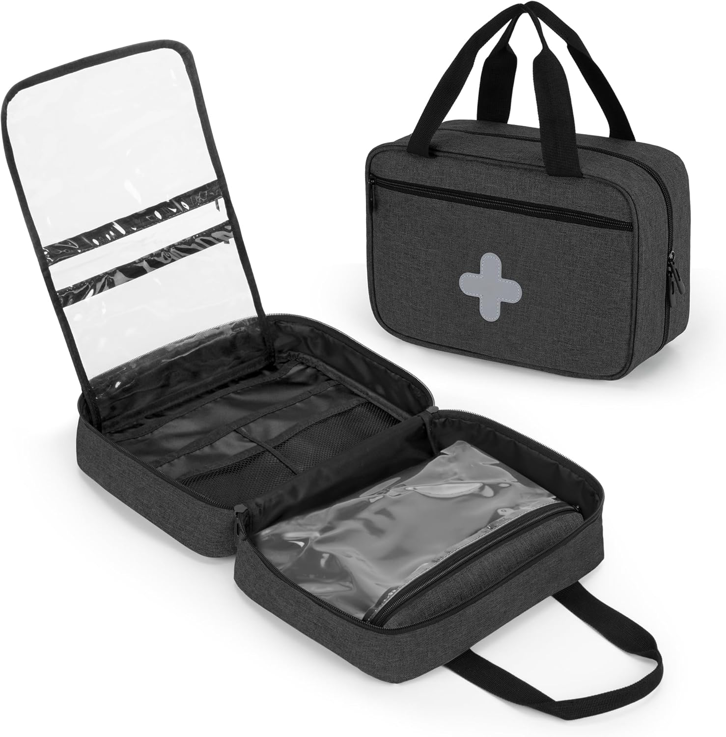 CURMIO Small First Aid Bag, Empty Emergency Trauma Kit Organizer Bag for Hiking, Camping, Car, Travel, Home and Outdoor, Black, BAG ONLY, Patent Pending