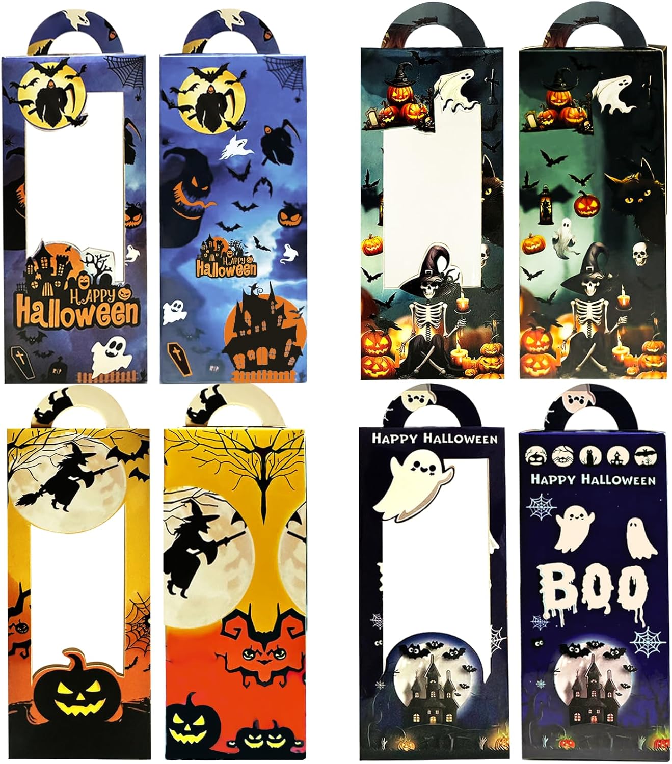 24PCS Halloween Treat Boxes for Party Favors, Trick or Treat Candy Gift Bags, Halloween Snack Cookie Goodie Packaging Supplies