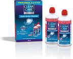 CLEAR CARE Cleaning & Disinfecting Contact Lens Solution, 12 fl oz, Twin Pack, For Soft & RGP Lenses, No Rubbing, Preservative-Free, Included Lens Case, Deep Cleans and Removes Deposits