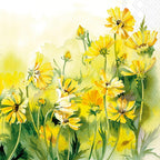 IHR Ideal Home Range Cocktail Napkins Disposable 3-Ply Paper Party Napkin Pack, 5" x 5", Sunny Wildflowers (Yellow), 20-Count