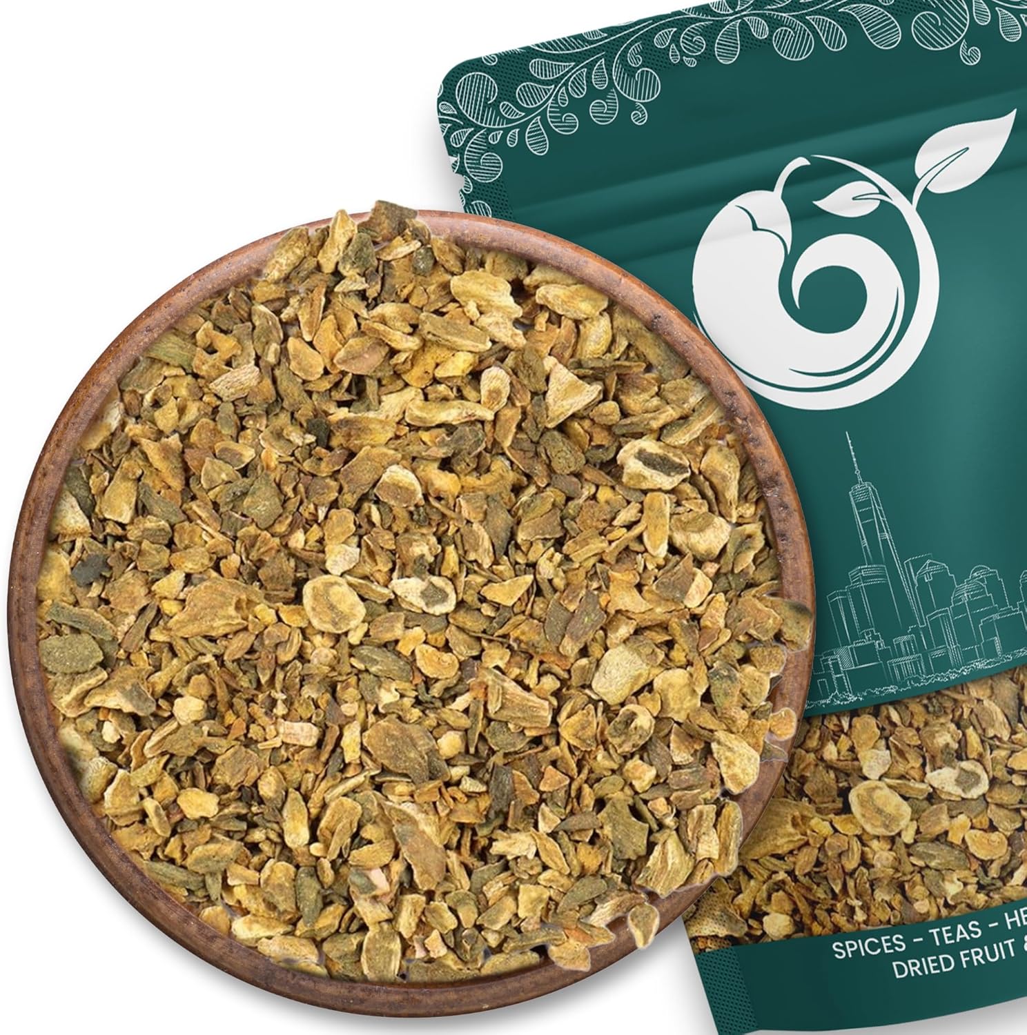 NY Spice Shop Rhubarb Root Cut & Sifted - 4 Ounce Natural Fresh Turkish Rhubarb Root Herb in Resealable Packaging