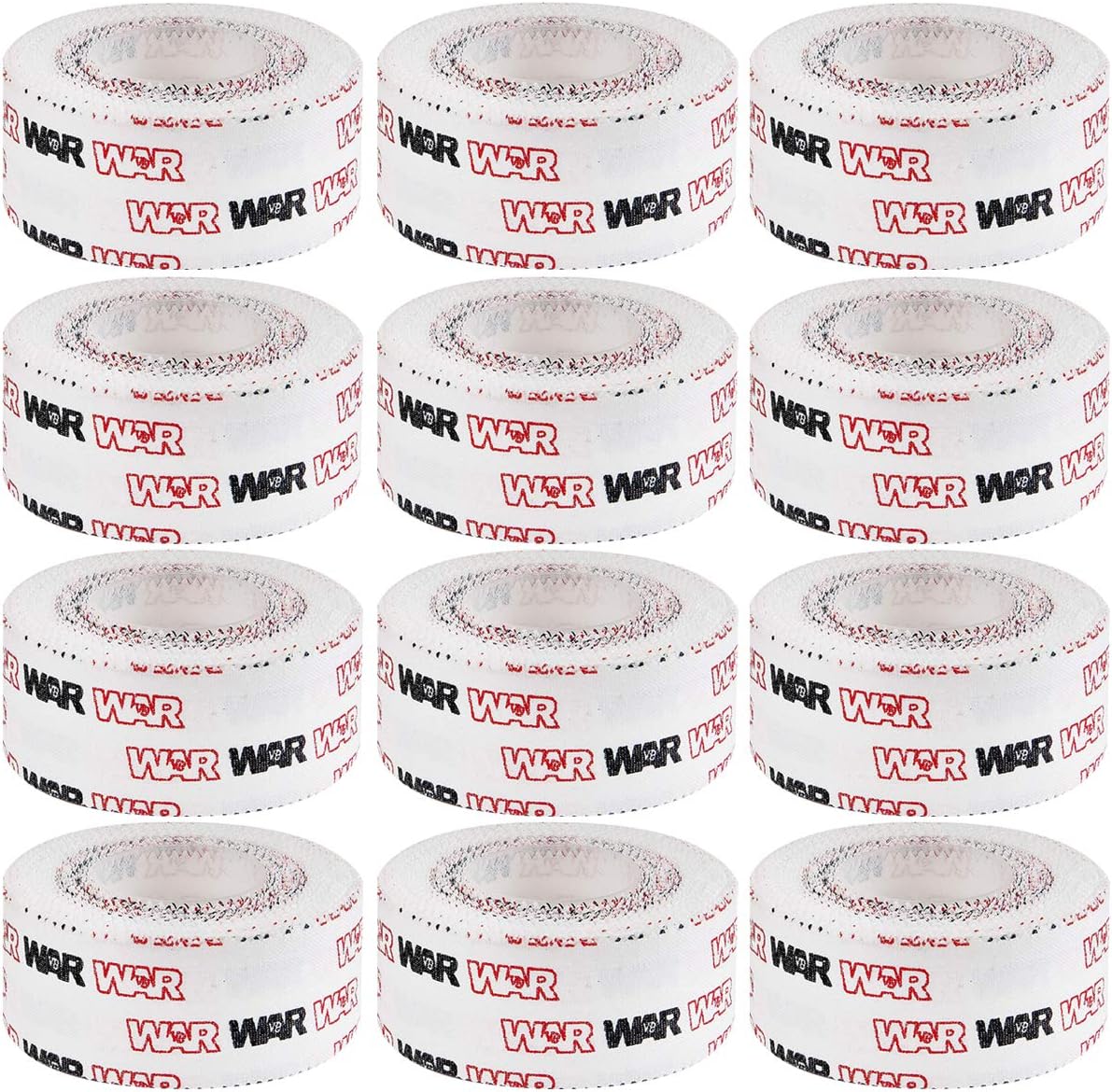 WAR Tape EZ Rip Premium Athletic Medical Sports Tape | No Sticky Residue | 30 ft Rolls | Best for Athletes & Trainers | Ideal for Fingers, Ankles, Wrists, and Equipment | 1 Inch (Pack of 12)