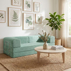 TUFT&FINCH 82" Folding Convertible Sofa Bed – 5 in 1 Modular Corduroy Boneless Couch for Living Room, Pet-Friendly Cloud Couch, Removable Washable Covers, CertiPUR US Foam - Sage Green