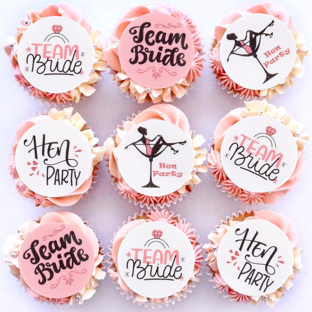 40 Pcs Edible Hen party Cupcake Toppers Wedding Shower Cake Decorations Bachelorette Party Cupcake Picks for Engagement, Bridal Party, DIY Dessert Deco