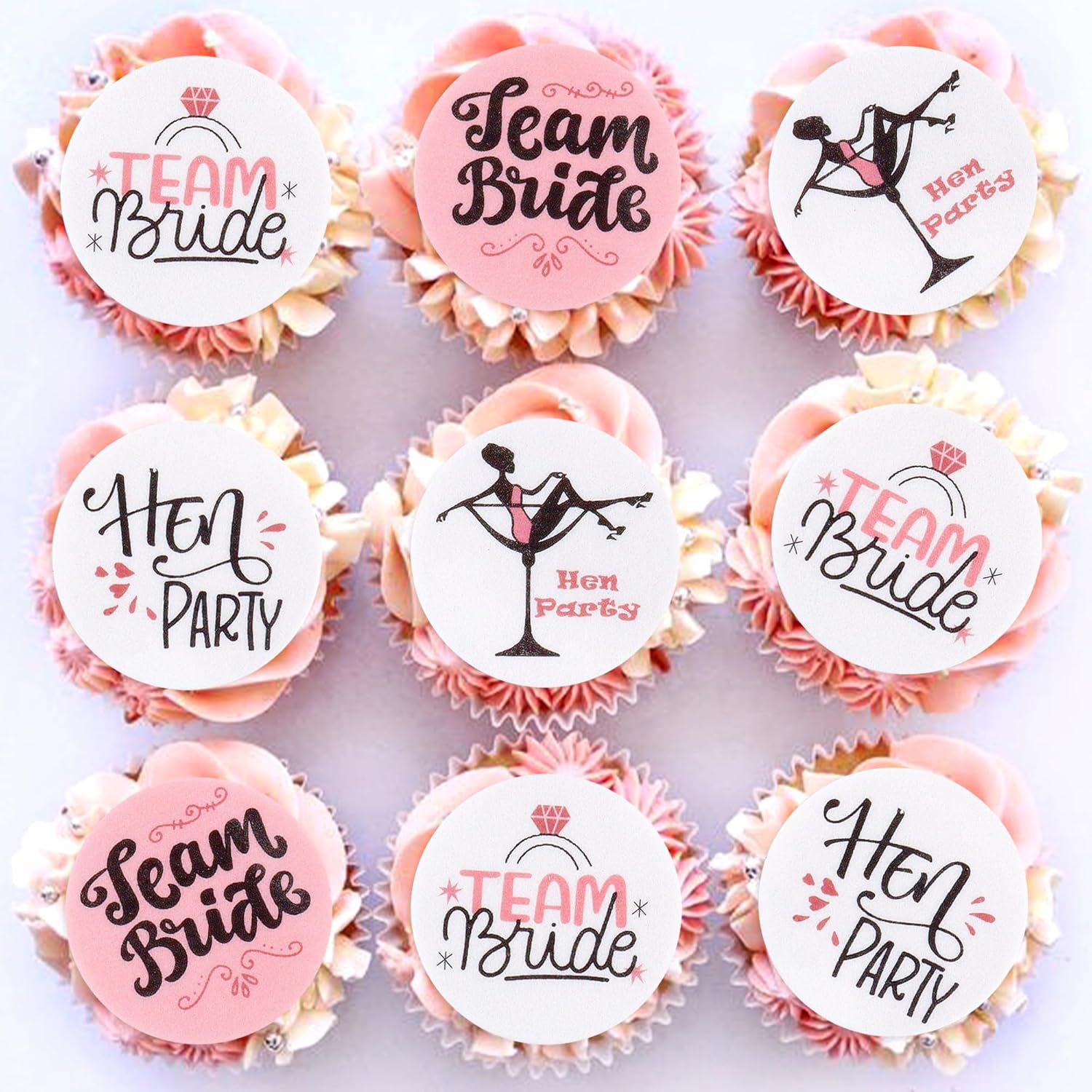 40 Pcs Edible Hen party Cupcake Toppers Wedding Shower Cake Decorations Bachelorette Party Cupcake Picks for Engagement, Bridal Party, DIY Dessert Deco