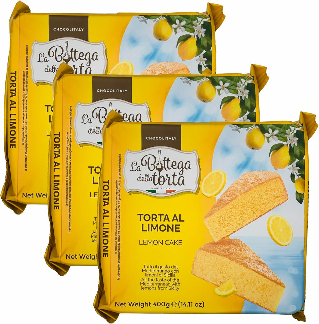 Chocolitaly Italian Cake – Lemon Flavor | 400g Each | Pack of 3 | Soft & Moist Sponge Dessert with Sicilian Lemon Recipe | Made in Italy | Shelf-Stable & Ready to Serve