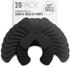 Not Just A Patch X-Patch CGM Sensor Patches (20 Pack) - Water Resistant Omnipod 5 Adhesive Patches - Durable for Active Lifestyle for 10-14 Days - Compatible with Dexcom G6, Libre 2 in Black