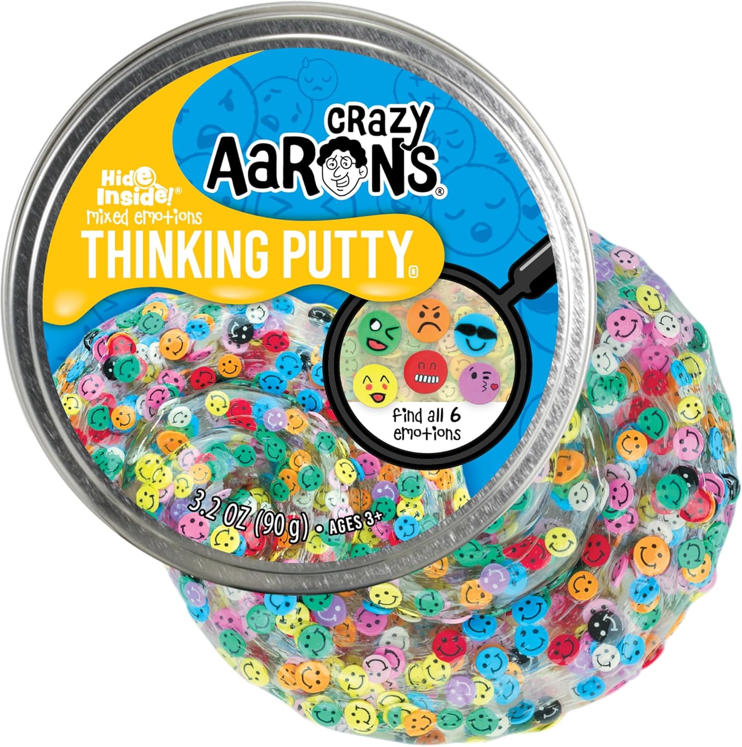 Crazy Aaron's Thinking Putty - Mixed Emotions - Multi-Color Sensory Putty for Kids and Adults in a 4" Tin - Creative and Endless Fun, Stress Relief Therapy Toys, Never Dries Out - Made in USA