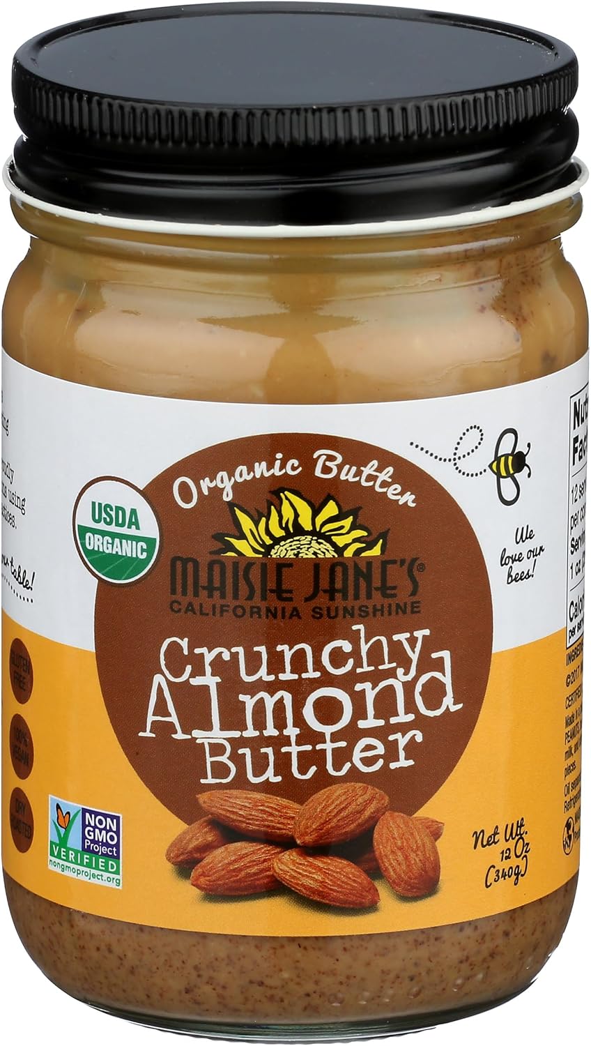 MAISIE JANES Organic Almond Butter Crunchy, 12 OZ