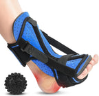 Plantar Fasciitis Night Splint with Massage Ball, Adjustable Brace Dorsal Night Splint for Achilles Tendonitis Foot Drop Relief Arch Pain, Comfortable with 4 Straps for Secure Fit Black-Blue
