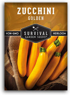 Golden Zucchini Seeds for Planting - Plant & Grow Yellow Zucchini Vegetables in Your Home Vegetable Garden - Non-GMO Heirloom Variety - Survival Garden Seeds (1 Pack)