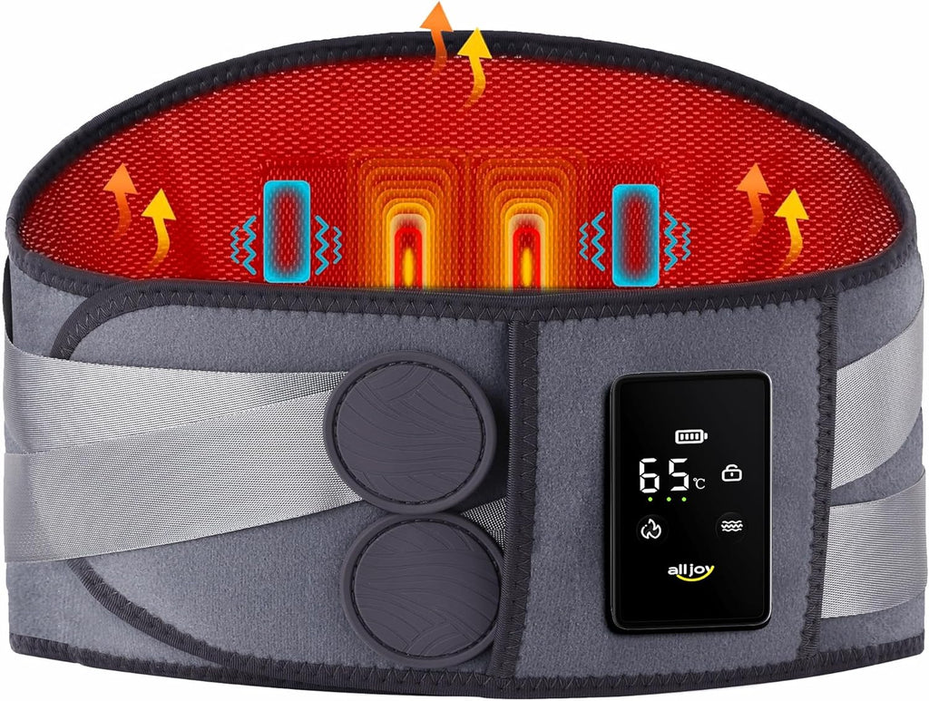 ALLJOY 67" Cordless Heating Pad for Back Pain Relief FSA Eligible HSA, Mothers Day Gifts for Women Mom Men Dad, Portable Lower Back Massager with 3 Heat 5 Vibration, Wireless Heating Pad for Cramps