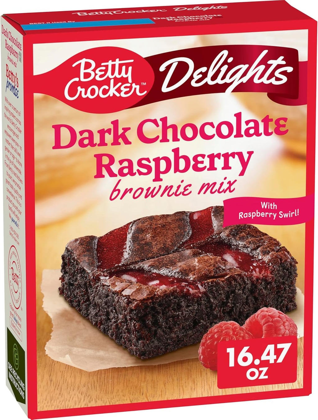 Betty Crocker Delights Dark Chocolate Raspberry Brownie Mix, 16.47 oz