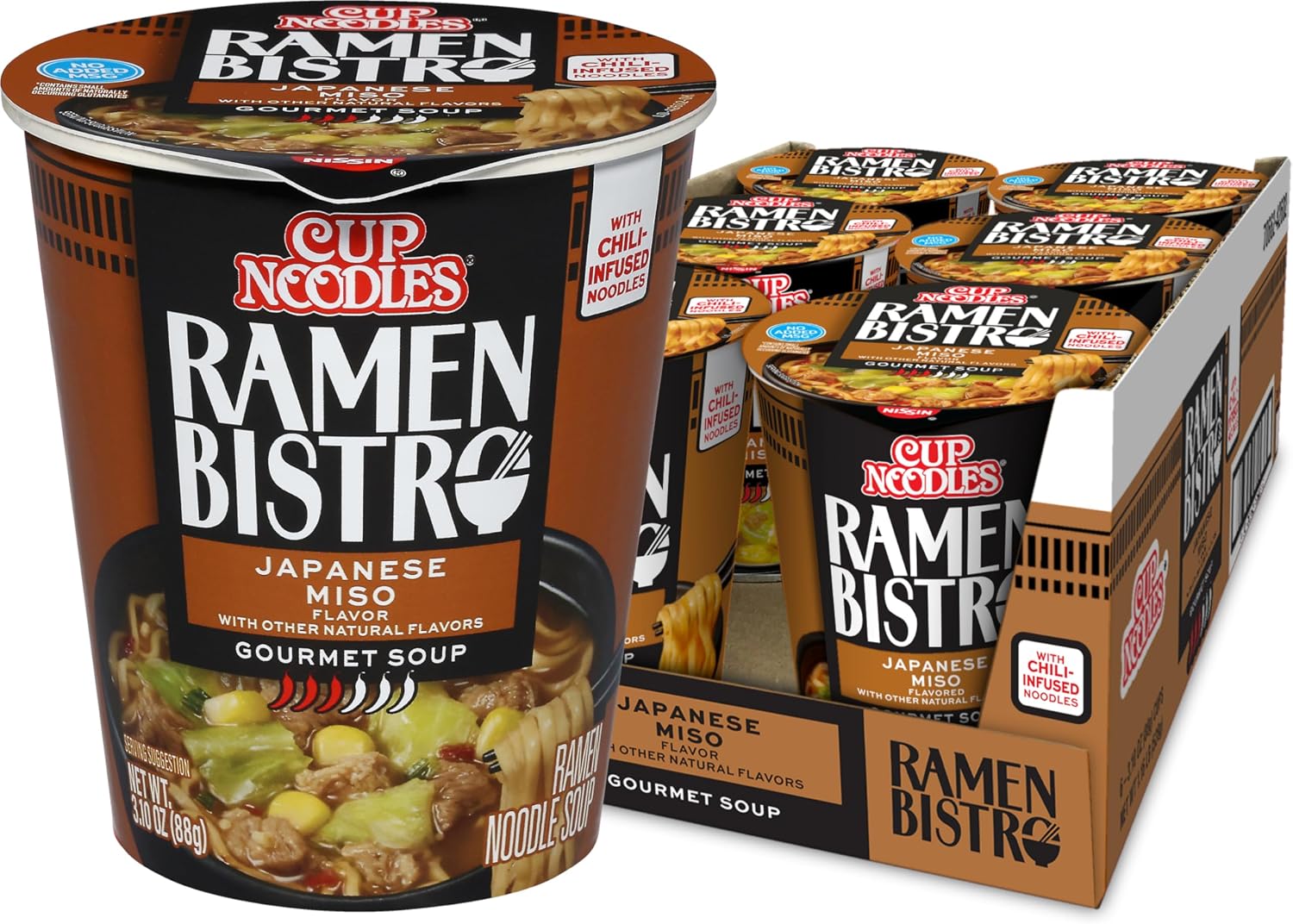 Nissin Cup Noodle Ramen Bistro, Japanese Miso, 3.1 Ounce (Pack of 6)