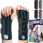 DR. BRACE Adjustable Wrist Brace Night Support for Carpal Tunnel, Doctor Developed, Upgraded with Double Splint & Therapeutic Cushion,Hand Brace for Pain Relief,Injuries,Sprains (L/XL Right Hand, Black)