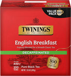 Twinings Decaffeinated English Breakfast Black Tea Individually Wrapped Bags, 100 Count (Pack of 1), Smooth, Flavourful Black Tea, Enjoy Hot or Iced, 100 Teabags